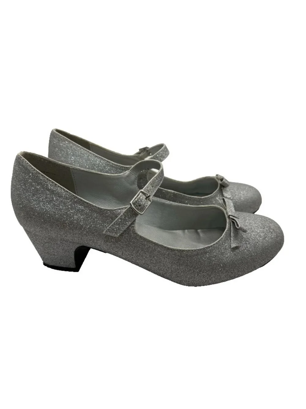 Restricted Kids Mary Jane Heel Sz 5 Silver Glitter Sparkly Princess Glam